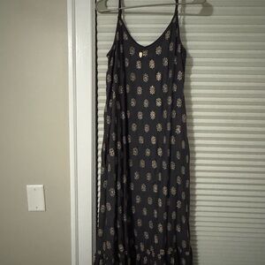 Black and Gold Ruby Yaya Long Dress with pockets